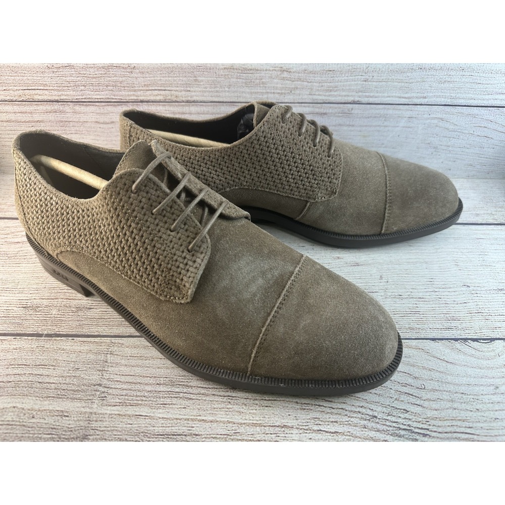 HUGO BOSS Men's Taupe Tayil Suede Leather Derby Oxford Dress Shoes US 7.5
